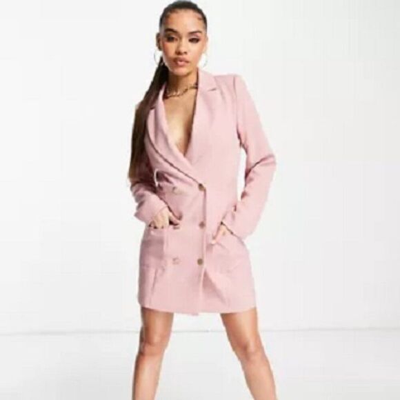 ASOS Design In the Style X Liberty Double Breasted Blazer Dress in Pink SZ UK 10 - Picture 1 of 5